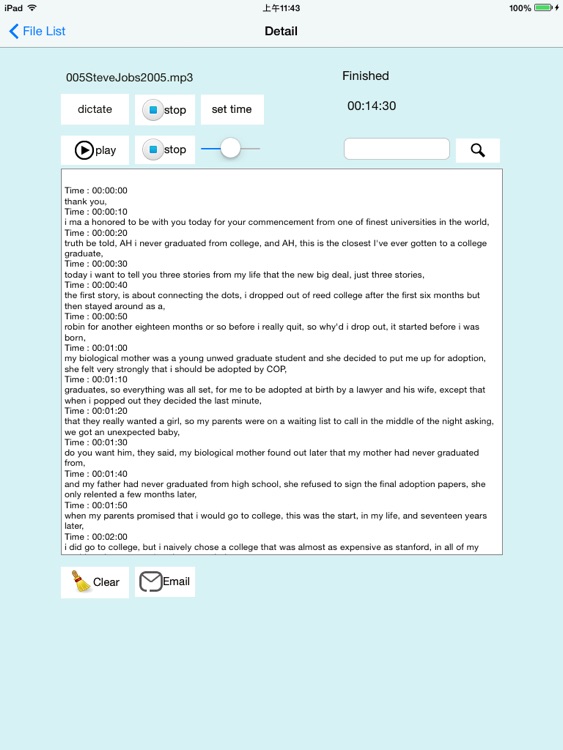 A DictationPad transcription
