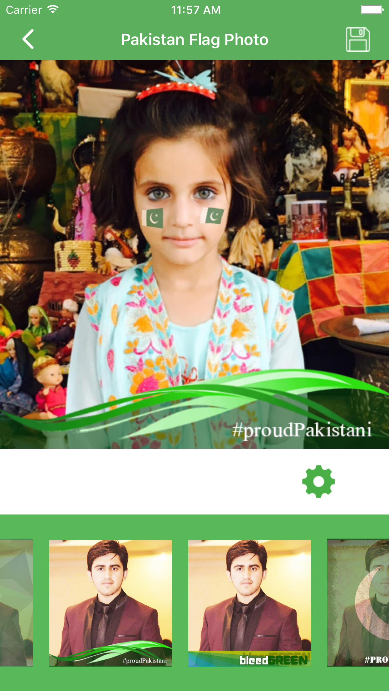 Pakistan 14 August Flag Face Photo Frame Maker