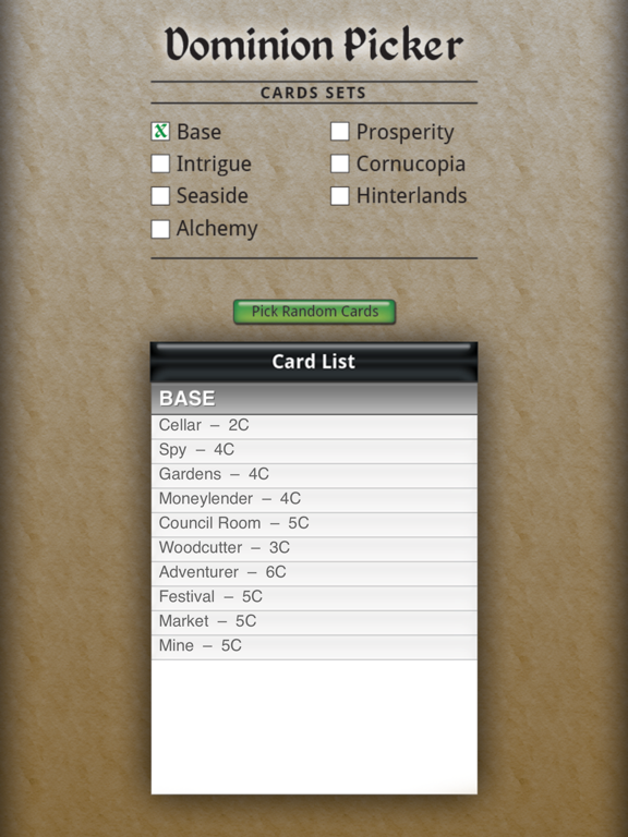 Screenshot #4 pour Dominion Card Picker