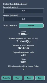 plaster & stud wall calculator iphone screenshot 1