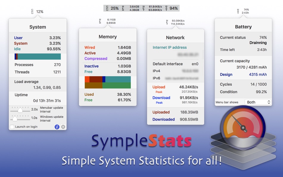 System Stats Pro for Menu Bar (macOS) 由: Jose Antonio Jimenez Campos System Stats Pro for Menu Bar (macOS) 由: Jose Antonio Jimenez Campos