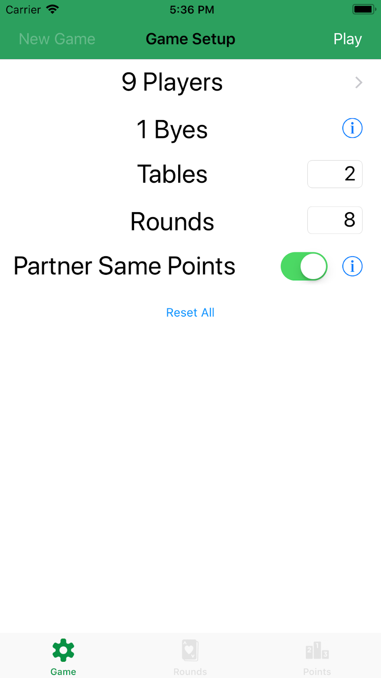 Euchre Tournament ScoreKeeper screenshot 2