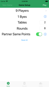 Euchre Tournament ScoreKeeper screenshot