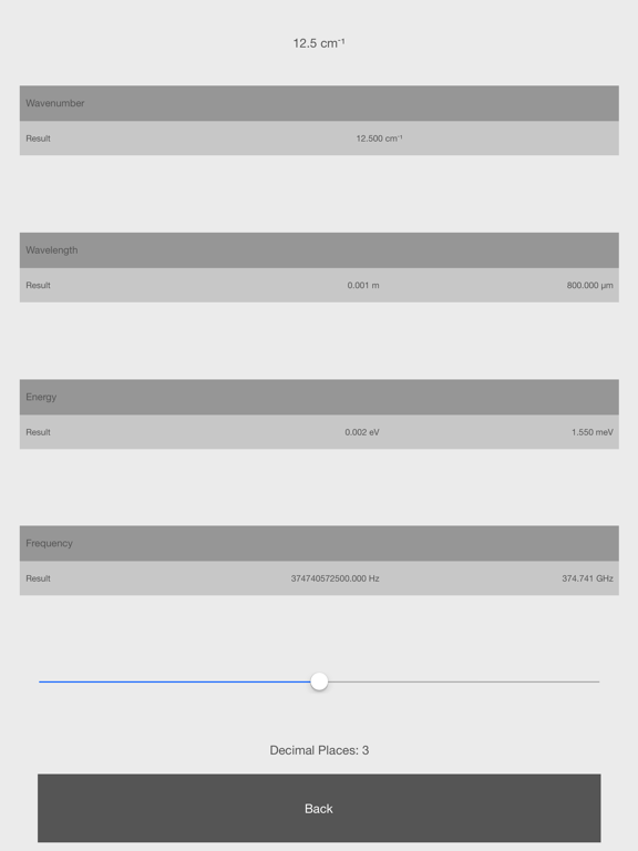Screenshot #5 pour Spectroscopic Unit Converter