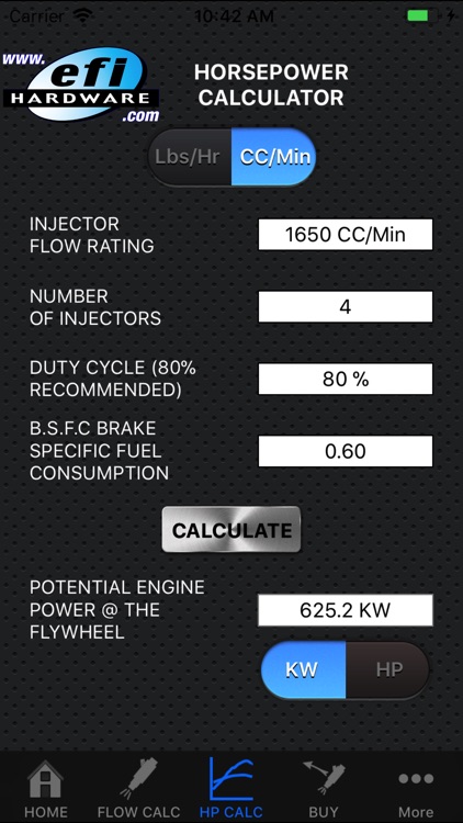 Injector Flow Calculator