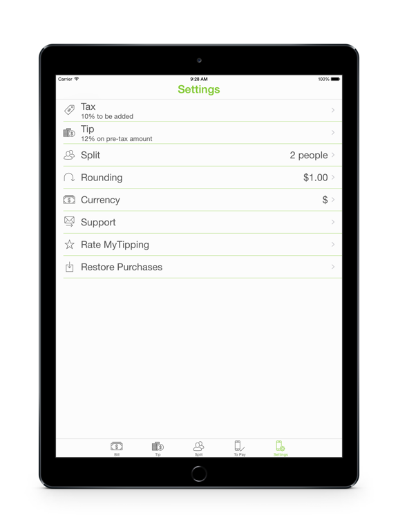 MyTipping iPad screenshot 5 - Utilities app