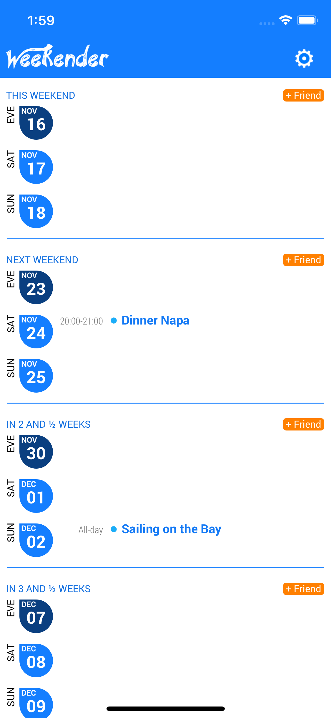 Weekender - Weekend Calendar