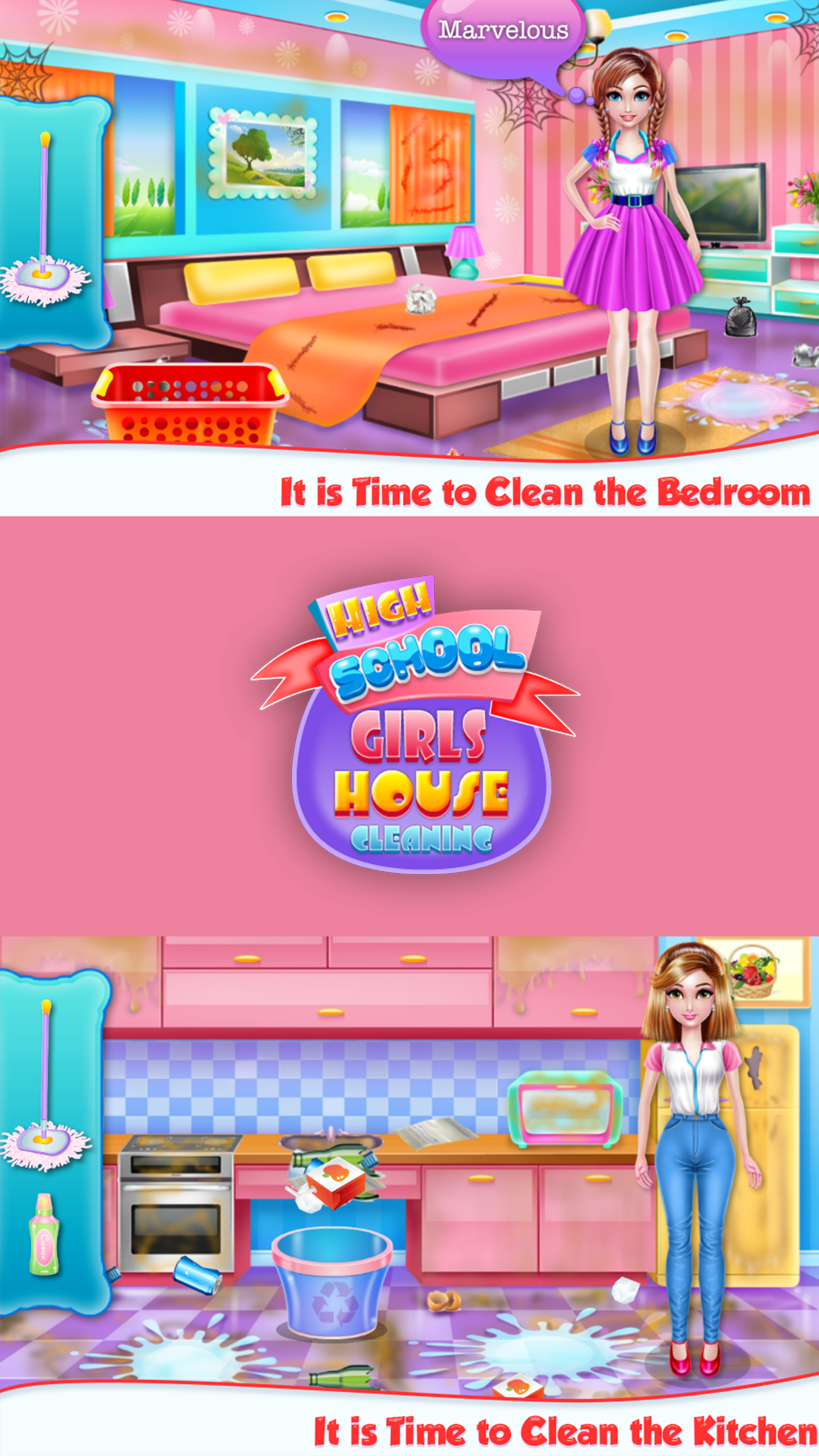 Highschool Girls House Cleanup