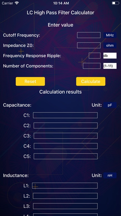 LC High Pass Filter Calculator