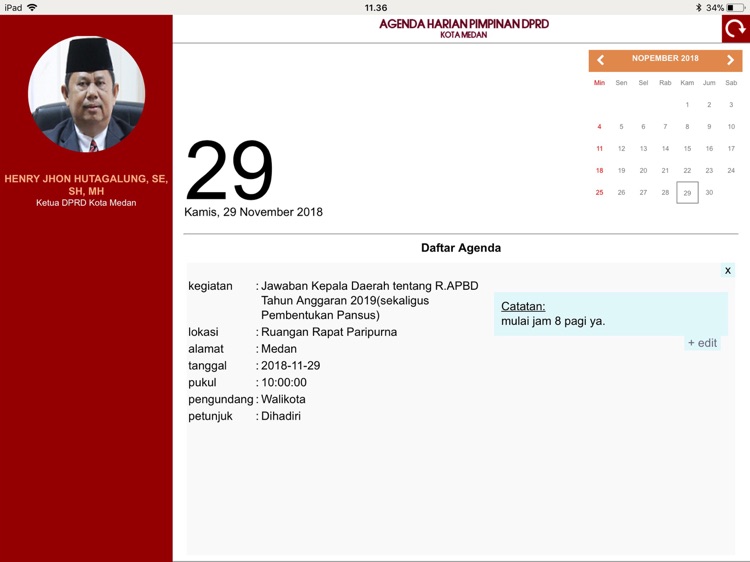 Agenda Harian Pimpinan DPRD