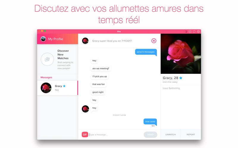 Screenshot #1 pour Fire - App pour Tinder Chat