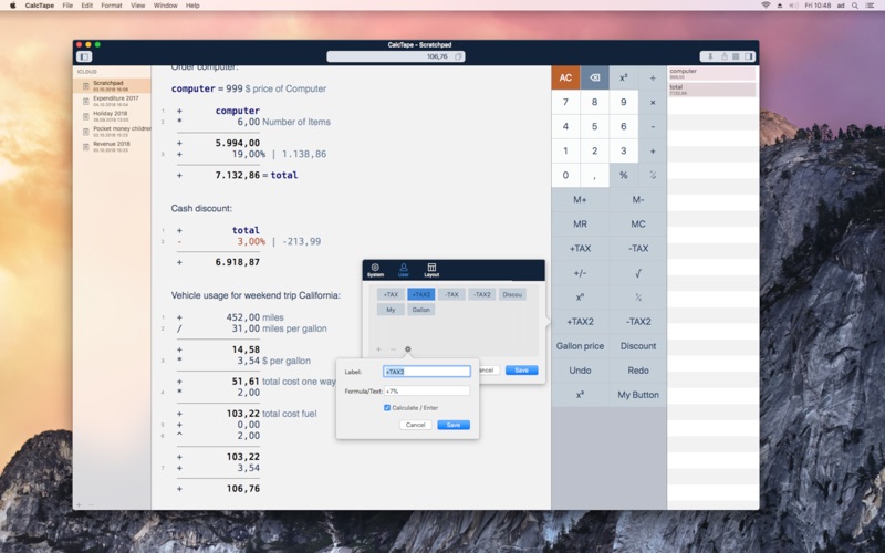 CalcTape Paper Tape Calculator Screenshot