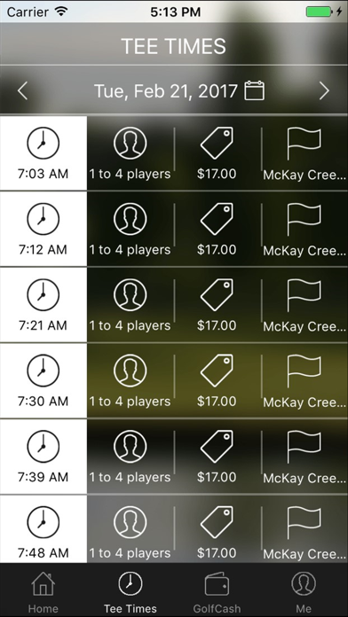 McKay Creek Golf Tee Times Screenshot