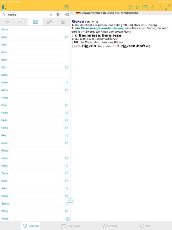 German Learner's Dictionary iPad screenshot 5 - Reference app