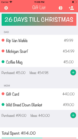 Christmas Gift List Tracker