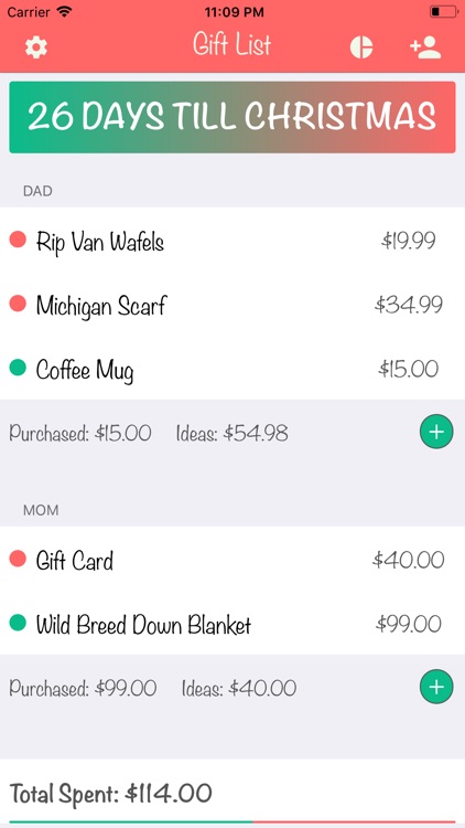 Christmas Gift List Tracker