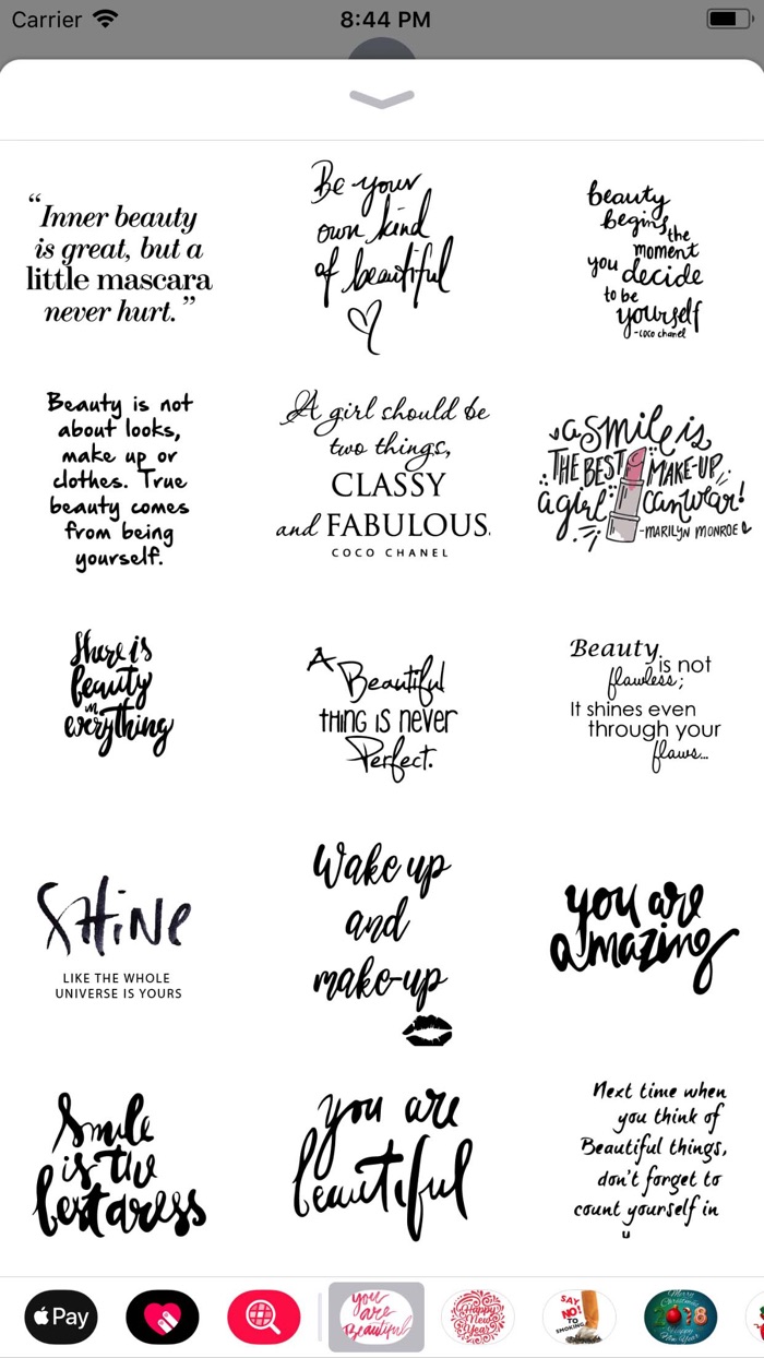 Beauty Love Quote Sticker Pack