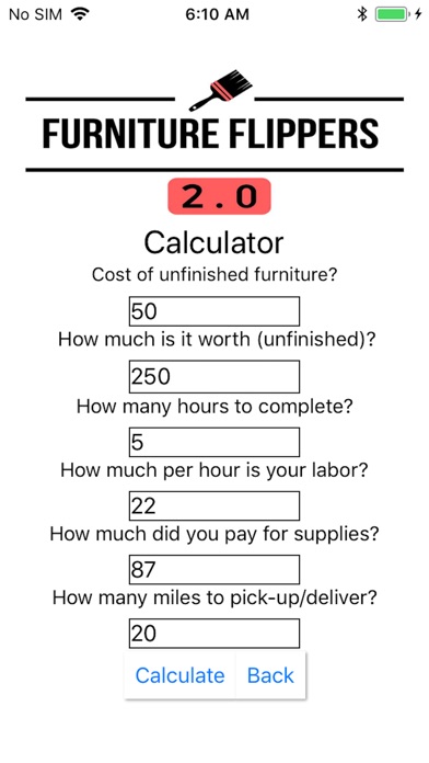 Furniture Flippers Calculator screenshot 2