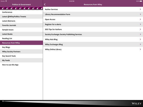 Wiley Spotlights iPad screenshot