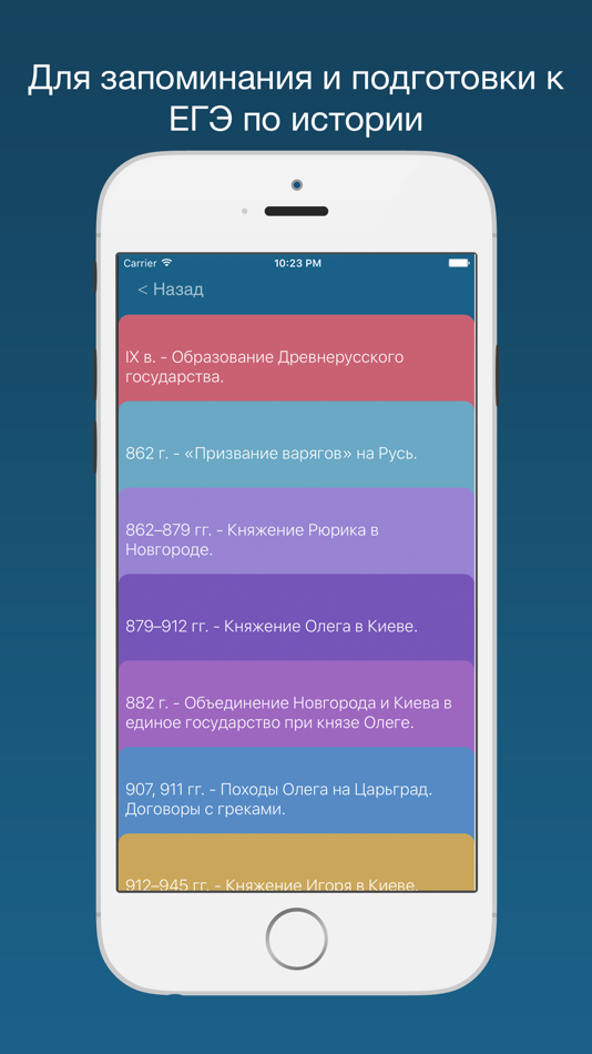 #2. ЕГЭ по Истории - Основные даты (iOS) Podle: Andrey Fetisov