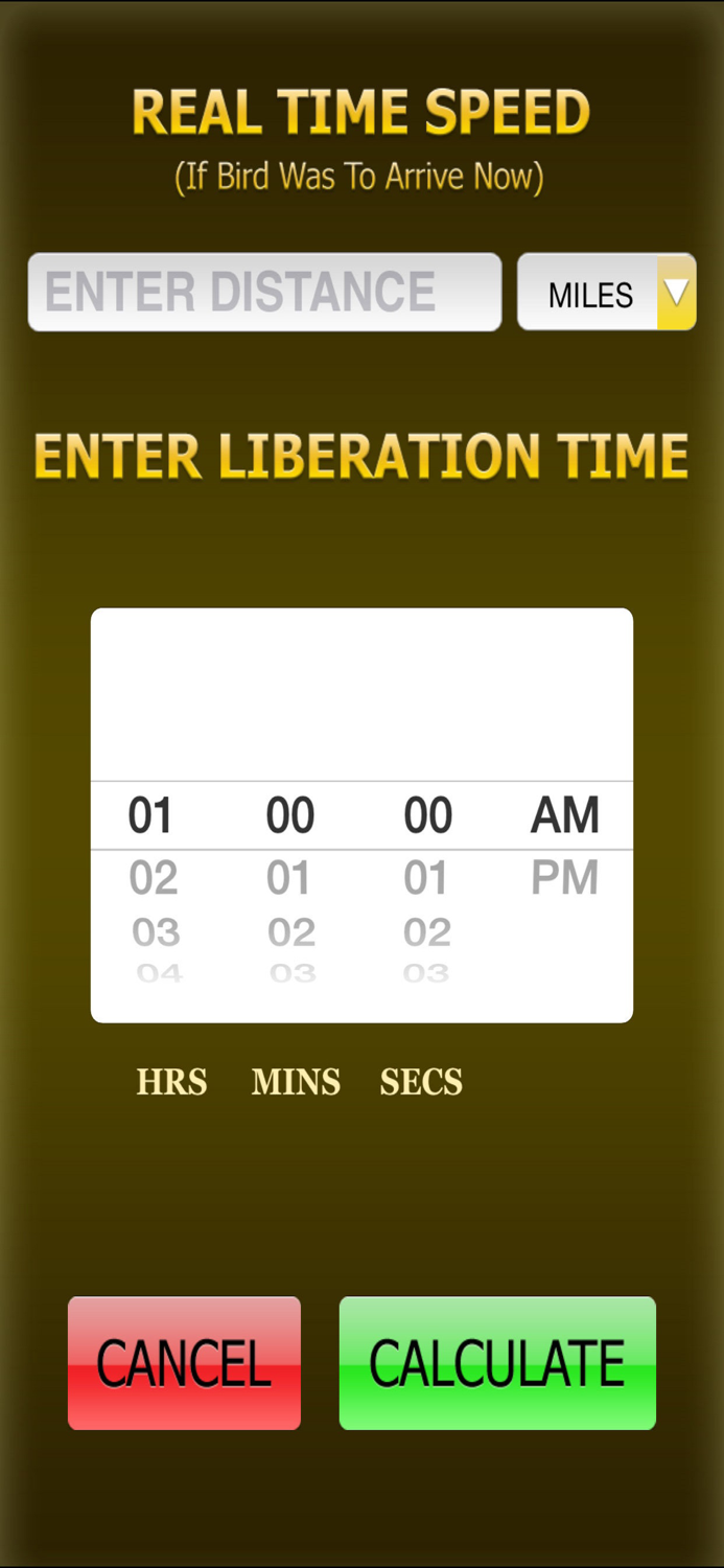 PIGEON RACING SPEED CALCULATOR