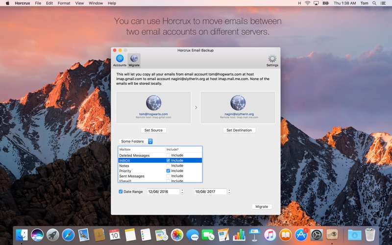 Horcrux Email Backup screenshot