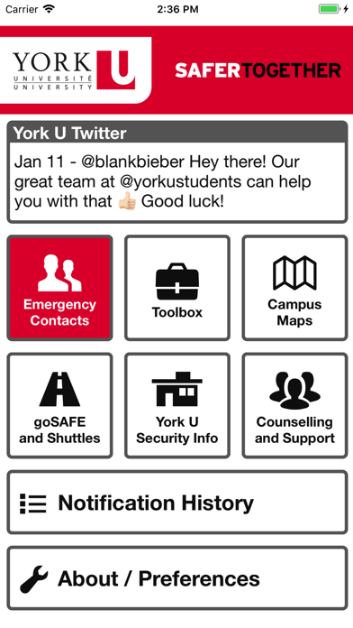 York U Safety Screenshot
