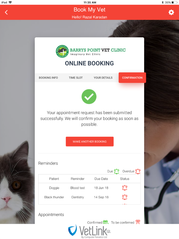 Book My Vet iPad screenshot