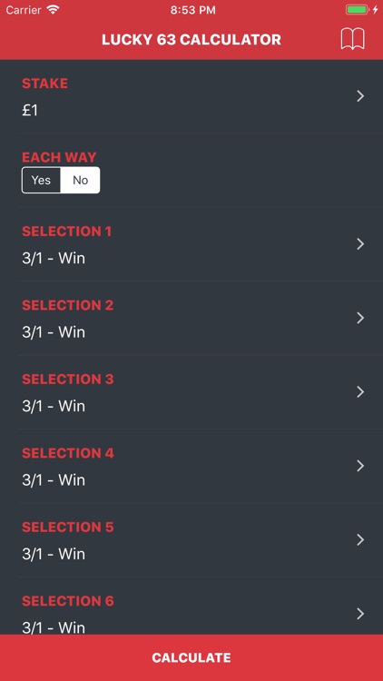 Lucky 63 Bet Calculator