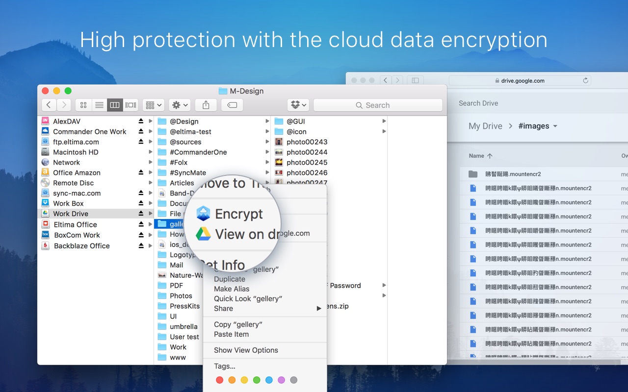 Screenshot do app CloudMounter: cloud encryption