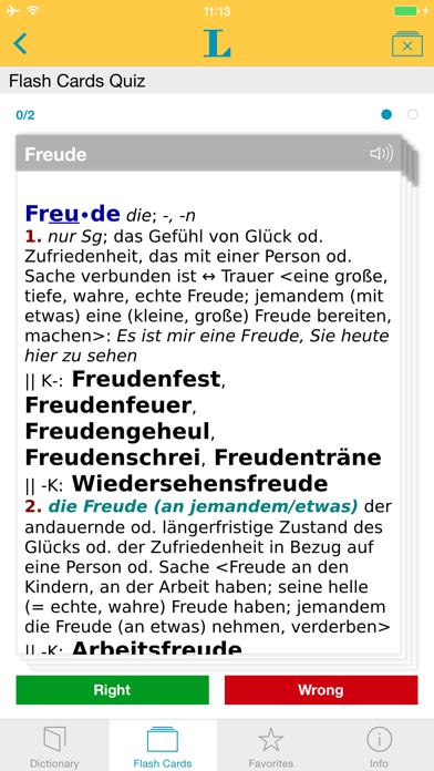 German Learner's Dictionary Screenshot