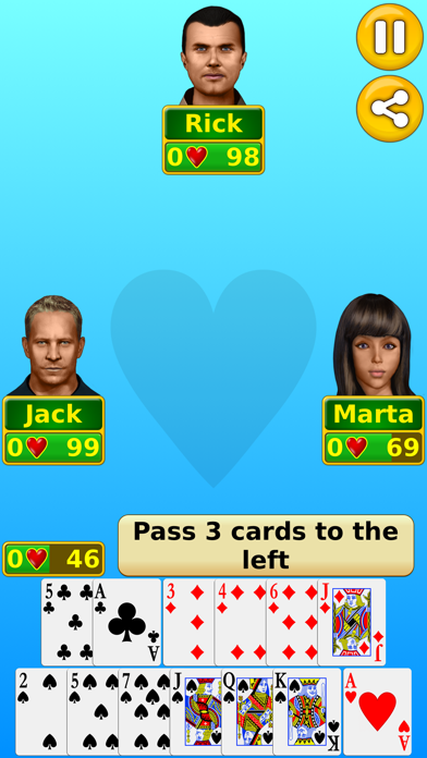Hearts - Play online & offline Screenshot