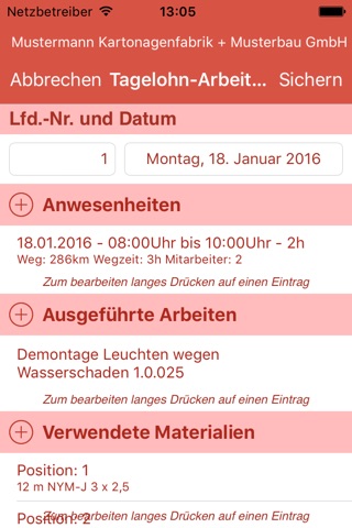 Tagelohn (Stunden-Rapport) screenshot 2