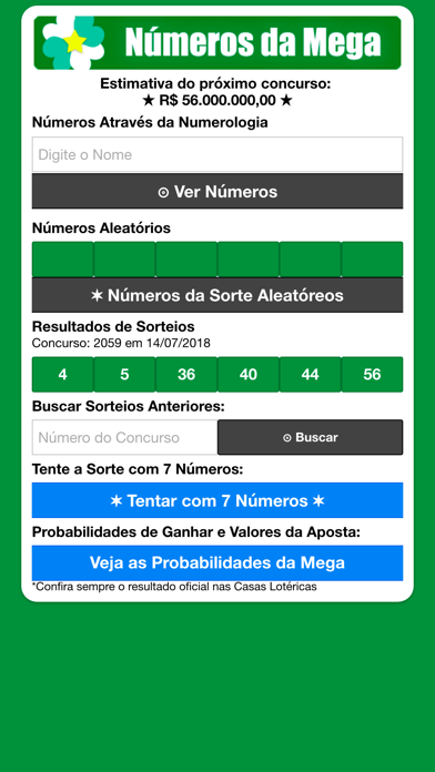Screenshot #1 pour Números da Megasena