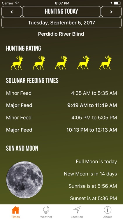 Solunar Best Hunting Times