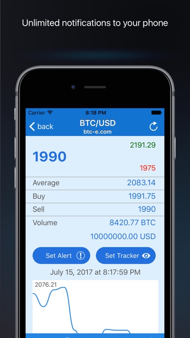 Screenshot #2 pour BTC bitcoin price alerts