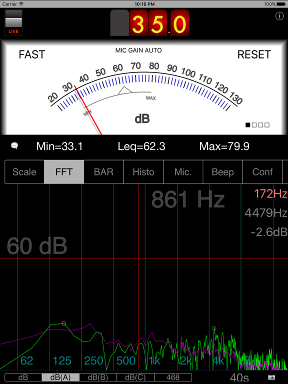 Screenshot #5 pour SPLnFFT Noise Meter