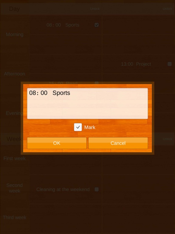 Goal Plan Schedule iPad screenshot