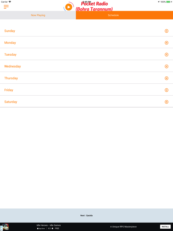 Pocket Radio (Bohra Tarannum) iPad screenshot 4 - Music app