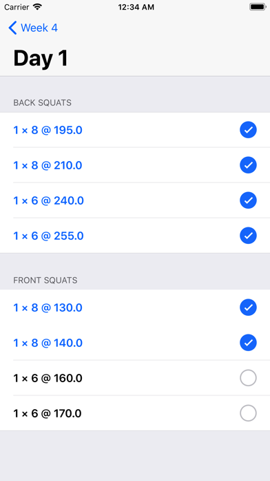 Hatch Squat Program Screenshot