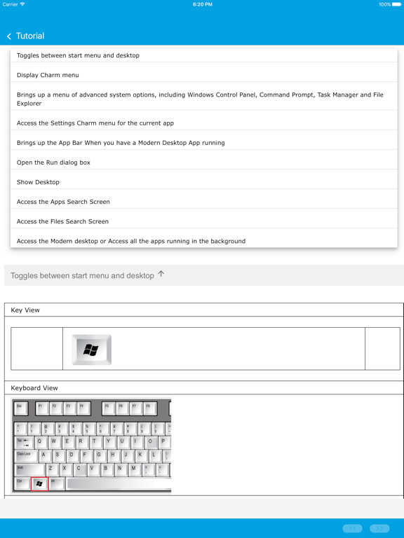 Keyboard Shortcut for Windows8 iPad screenshot 4 - Education app