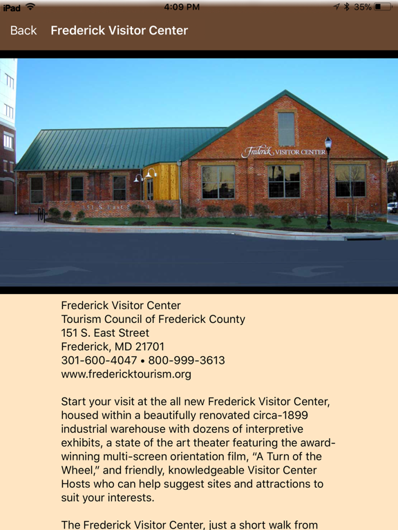 Frederick Walking Tour - EE iPad screenshot 4 - Travel app