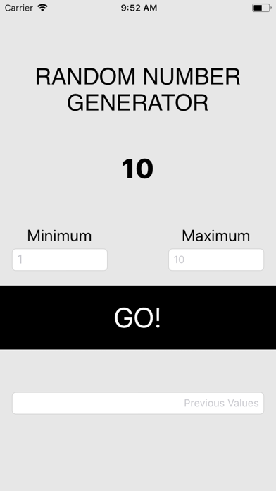 Simple Random Number Generator app screenshot