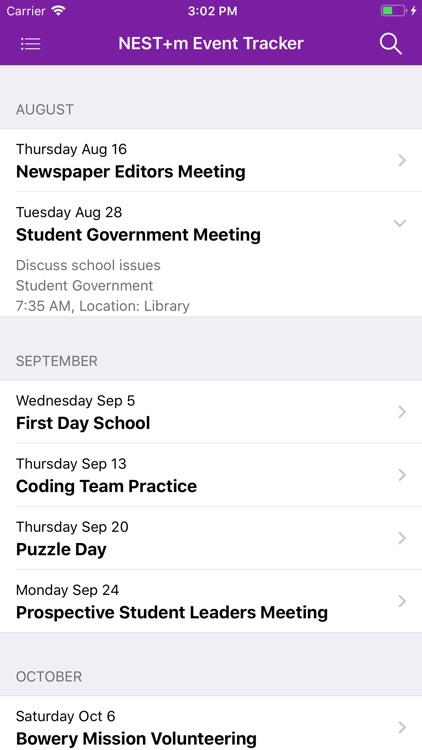 NEST+m Event Tracker