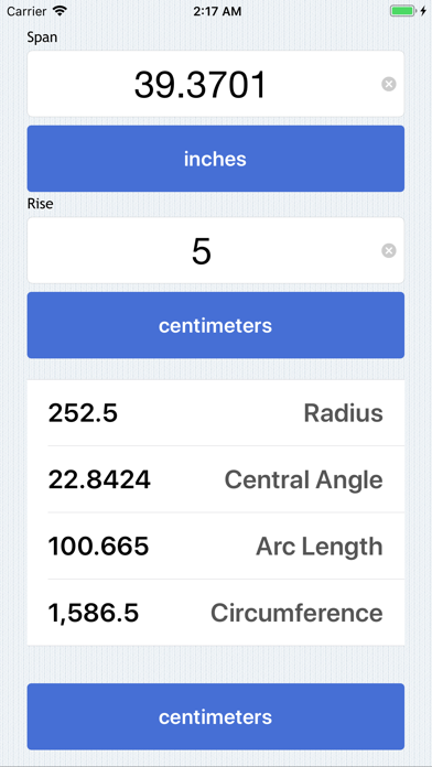 Radius Calculator Screenshot