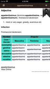 Latin Lexicon Dictionary screenshot