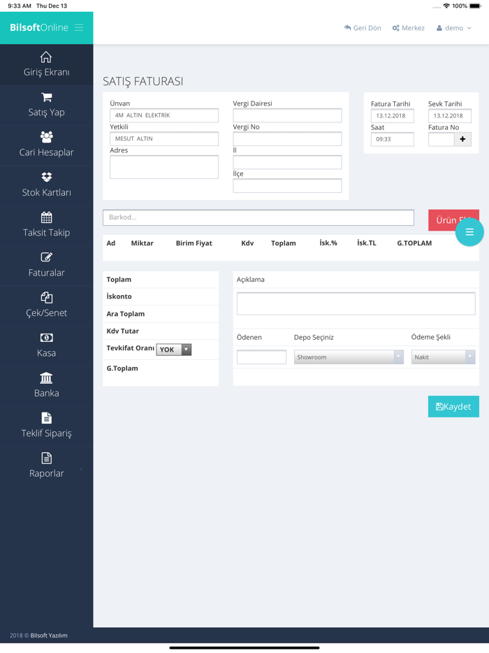 Bilsoft Mobil Ön Muhasebe V2