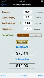 roadtrip gas cost calculator iphone screenshot 2