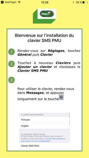 Clavier SMS PMU dans l'App Store