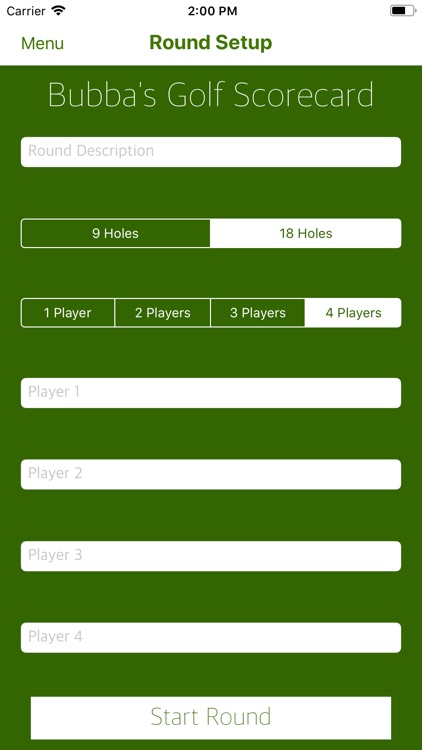 Bubba's Golf Scorecard